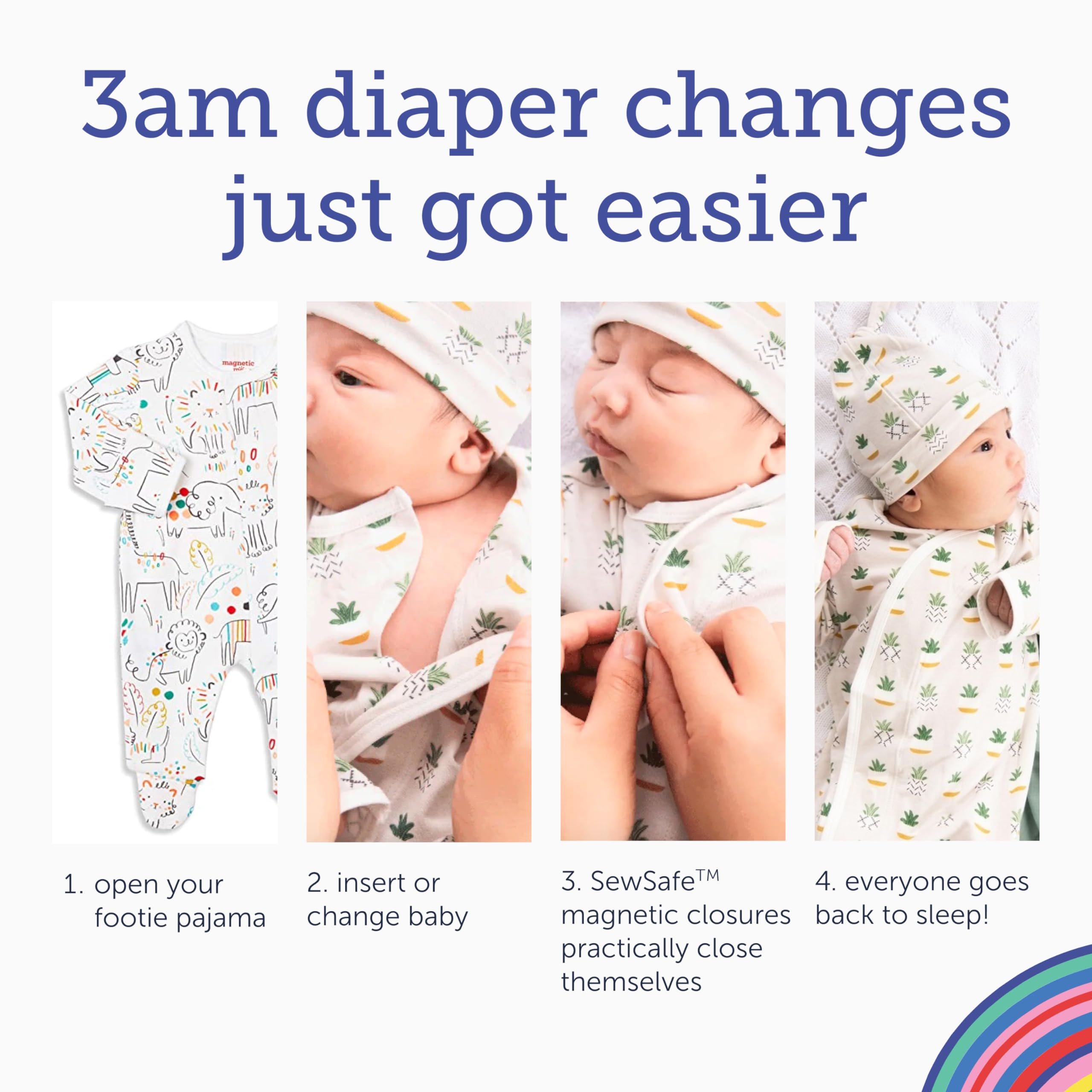 Magnetic Me Footie Pajamas Soft Modal Baby Sleepwear with Quick Magnetic Fastener | Boys and Girls Sleeper Preemie-24 Months - Image 4