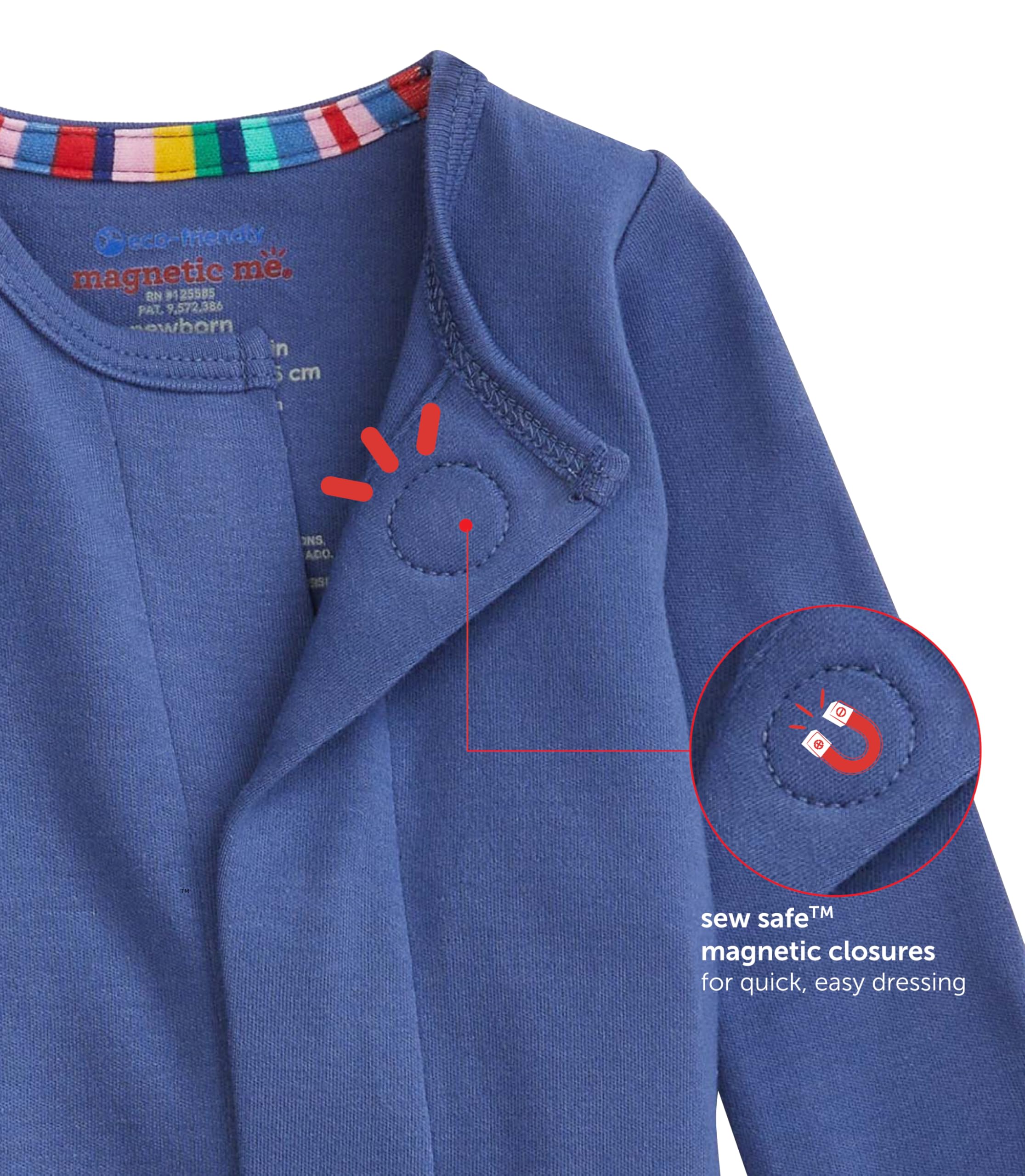 Magnetic Me Boys Modal Magnetic Baby Footie Pajamas | Silky Soft Modal Fabric | Baby Sleepers Available in Sizes PRE - 24M - Image 3