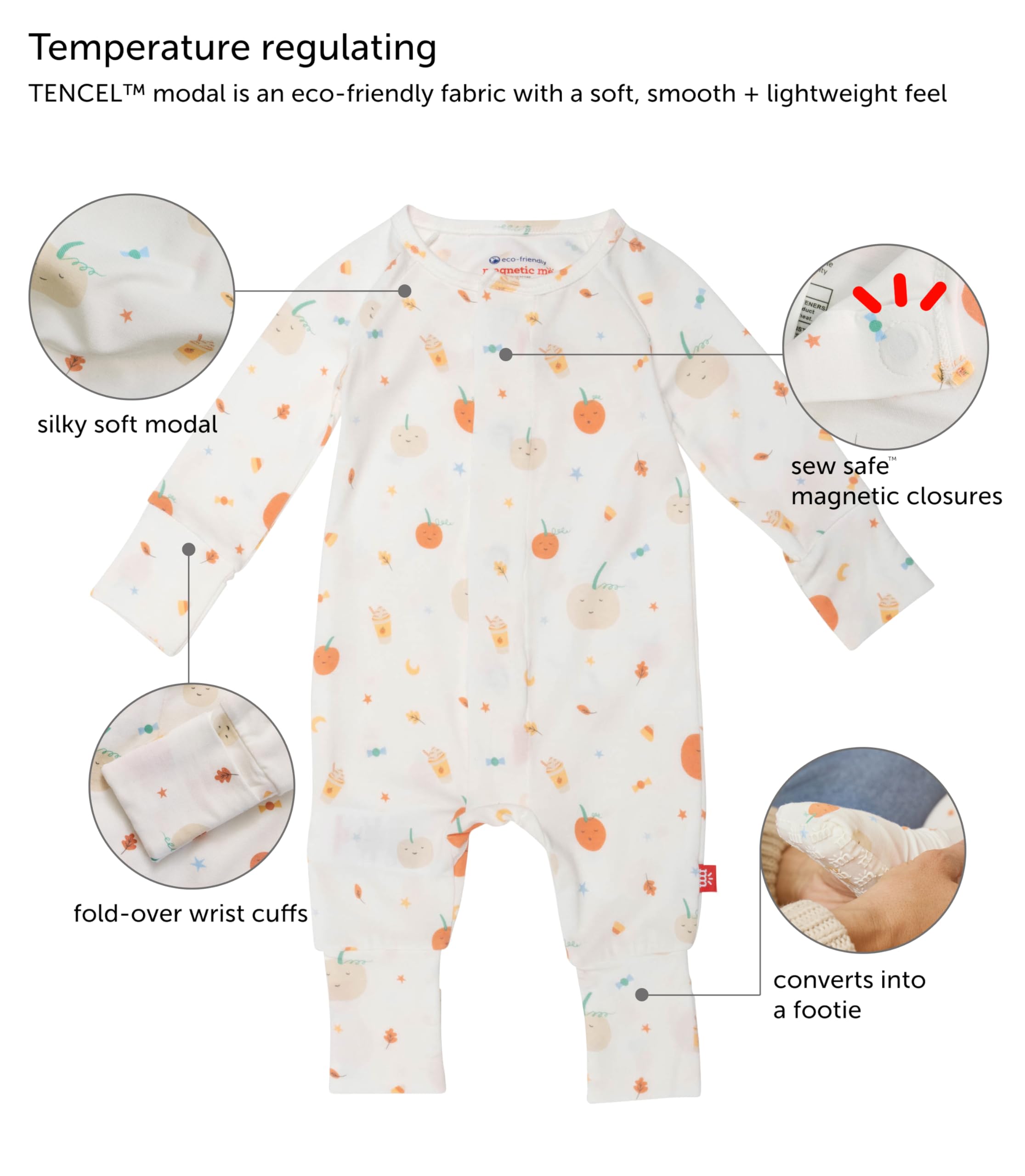 Magnetic Me Magnetic Convertible Coveralls | Silky Soft Modal Fabric | Baby Onsie Available in Sizes NB - 24M - Image 3